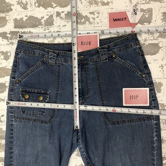 Mountain Lake Women 12 Capris Blue Chambray Straight Leg Snap Top Pocket Light - Picture 11 of 13